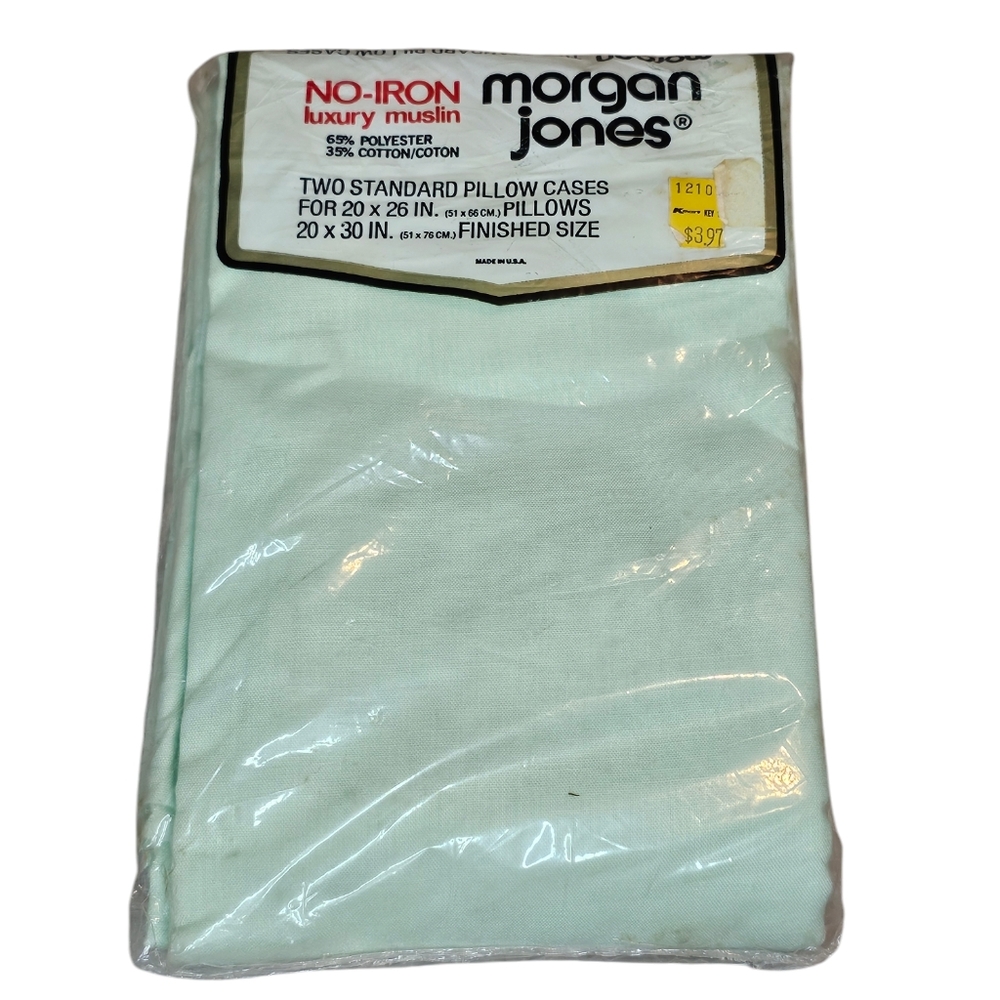 Vintage Springs Mills Morgan Jones Mint Green Pillowcases New In Package Rare